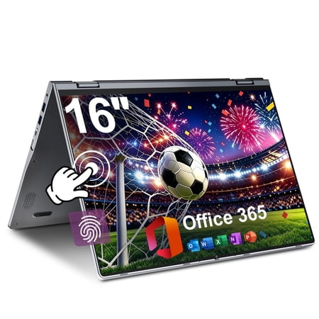 Jumper 16in 2 in 1 Laptop Touchscreen Windows 11, 16GB DDR4 640GB ROM Laptops Convertible Tablet Computer, 4-Core Intel Celeron Processor, 360° Flip, 1yr Office 365 Free