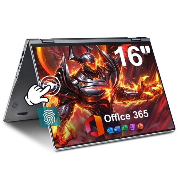 Jumper 16in 2 in 1 Laptop Touchscreen Windows 11, 16GB DDR4 640GB ROM Laptops Convertible Tablet Computer, 4-Core Intel Celeron Processor, 360° Flip, 1yr Office 365 Free