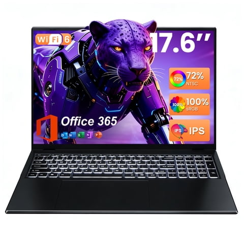 Jumper 17.6" Laptop Windows 11, 16GB DDR4 640GB Storage Laptop Computer, 4-Core Intel N95 Processor(Up to 3.4GHz), 100% sRGB, Backlit Keyboard, 1yr Office 365 Free, Black
