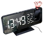 Jumper Alarms Clock for Bedroom Digital Projection Dual Alarms Clock, Temperature Humidity Date Display Function, Projector Alarm Clock with Radio Black