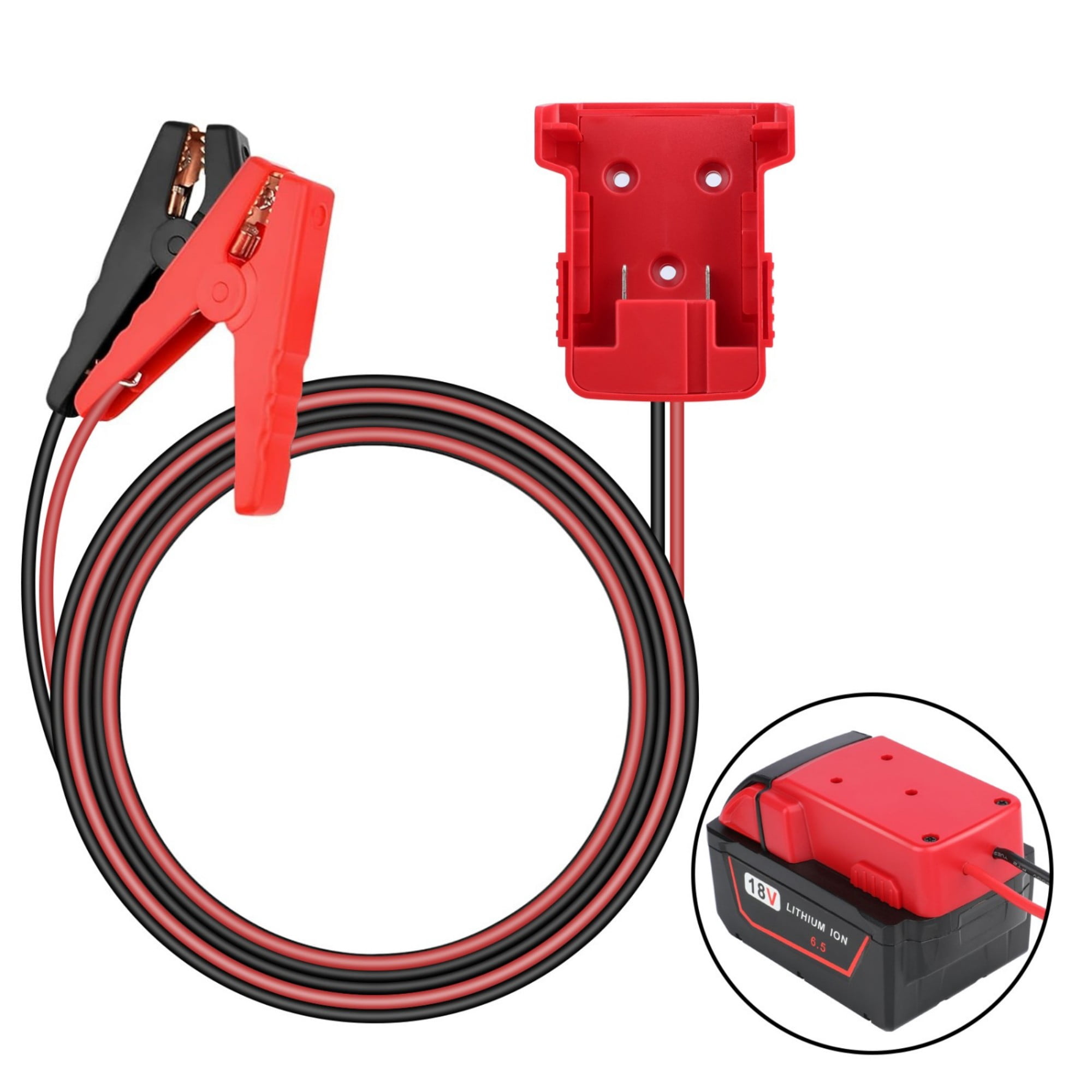 Jumper Cable Clamps for Milwaukee 18V M-18 Battery, 5.4FT 12AWG Jumper