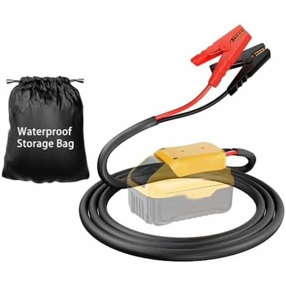 Jumper Cables with Adapter for Dewalt 20V Battery, 1.9FT 8AWG Portable Battery Dewalt Jumper Starter Automotive Booster Cables Power for Car Jump Starting Using Tool