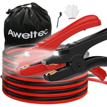 AWELTEC Heavy-Duty Jumper Cable with LED Lights for Automotive Jump Starters, 200 Amps, 6AWG x 16Ft