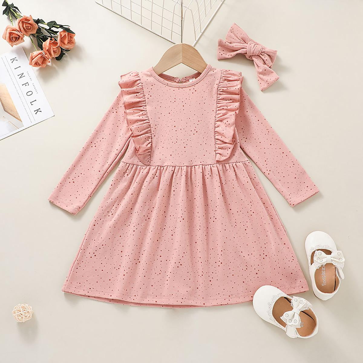 Jumper Dress Other Spring Autumn Regular Knee Length Girls Crew neck Long Sleeve Baumwolle Walmart