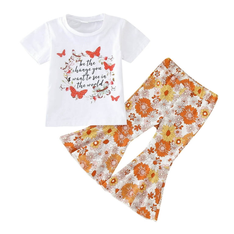 Teenage Sets Spring Kids Outfits Girls Letter Print T-shirts +