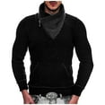 thumbnail image 1 of Jumpers for Men UK Knitted Sweaters Cowl Neck Autumn Winter Warm Pullover Sweater Sale Clearance Long Sleeve Knit Solid Turtle Neck Nordic Jumper with Pocket Size 8-18, 1 of 6