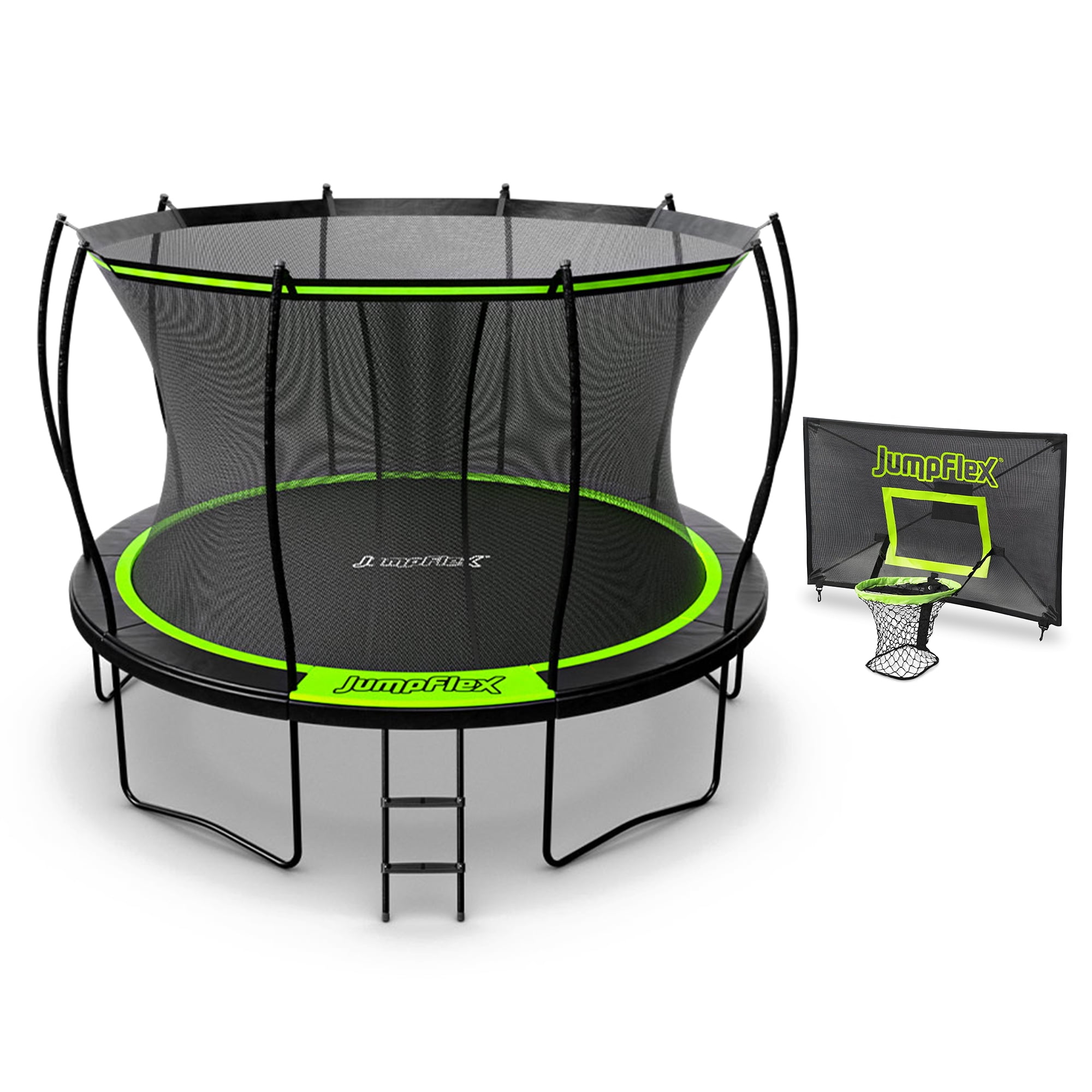 Jumpflex FLEX 12' Round Trampoline, Outdoor Play Equipment with PROJAM Basketball Hoop