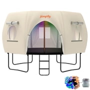 Jumpfly 12FT Trampoline TentOnly Tent Cover,Fit for 8 Curved Poles Round Trampoline,Trampoline Shade Cover with LED Light,Outdoor Trampoline Accessories Canopy,Sunscreen Clubhouse,Anti-Tear,Beige