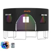 Jumpfly 14FT Trampoline Tent for Kids,Fit for 6 Straight Poles Round Trampoline,Trampoline Shade Cover with LED Light,Outdoor Trampoline Accessories Canopy,Sunscreen Clubhouse,Anti-Tear,Camping,Black