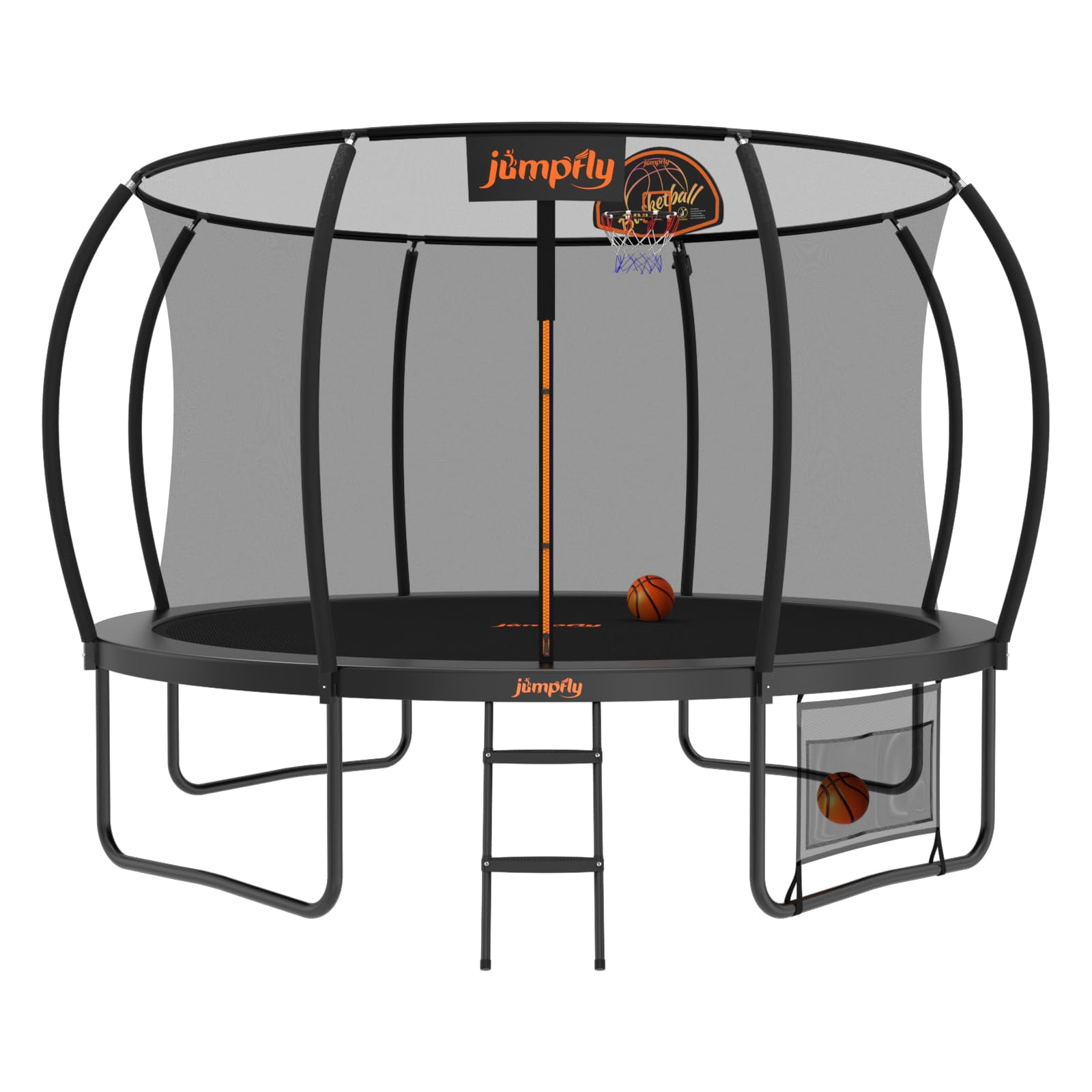 Jumpfly 2025 10FT Trampoline Outdoor with Enclosure and Basketball ...