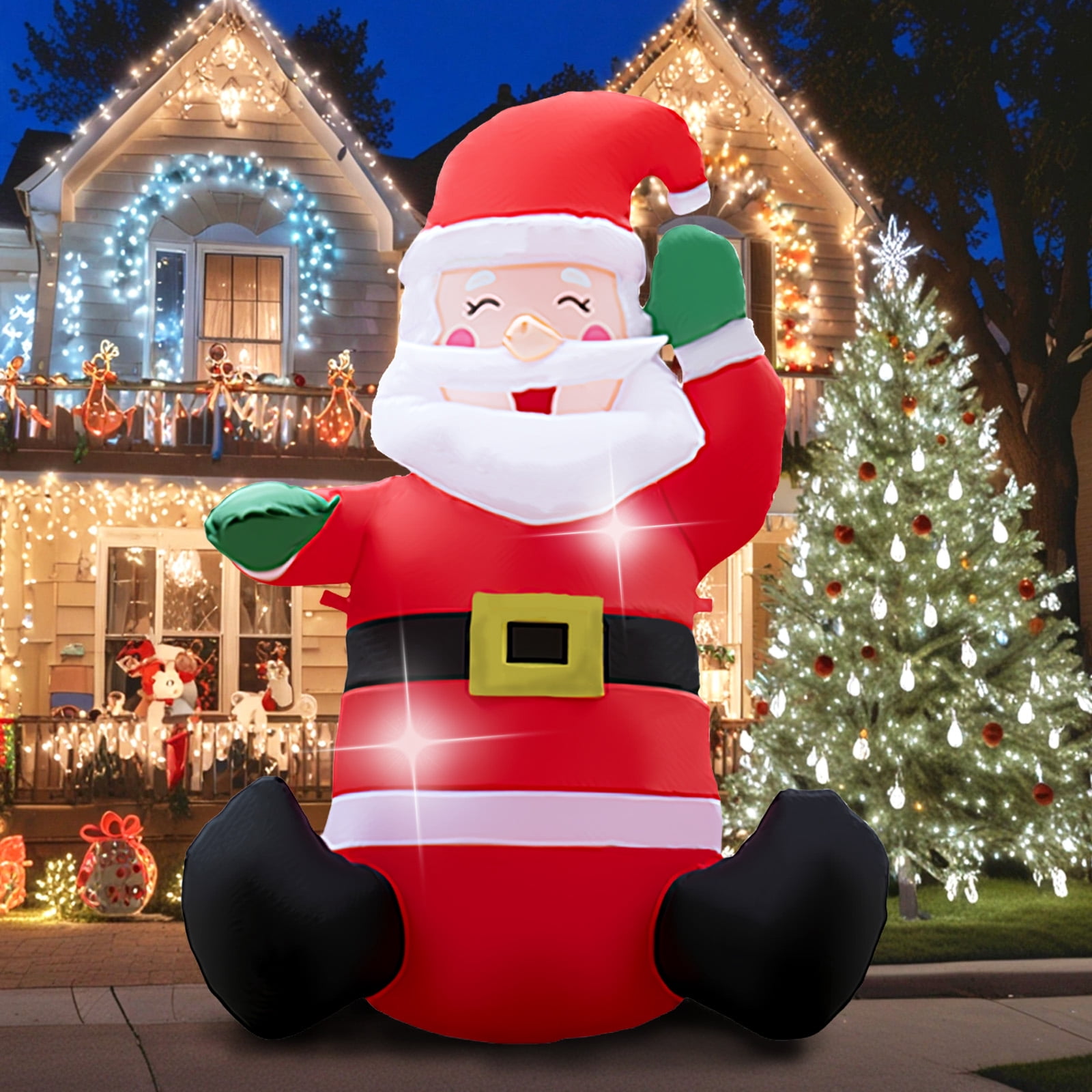 Jumpfly 4FT Santa Claus Christmas Inflatables Outdoor Decoration