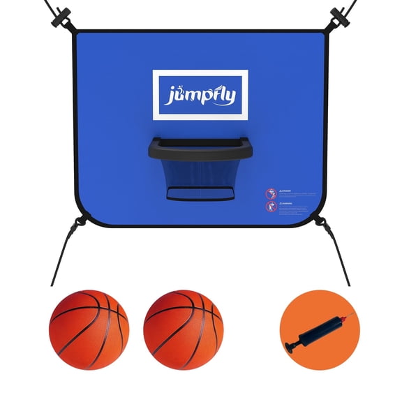 Jumpfly Trampoline Basketball Hoop with Mini Basketball Easy to Install Basketball Hoop for Trampoline Fit for Straight Pole and Curved Pole