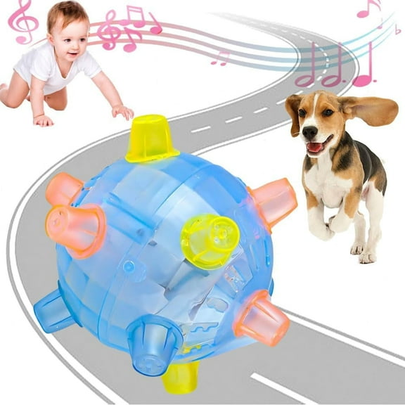 Jumping Activation Ball for Dogs,Interactive Bouncing Ball for Dogs Cats, Colorful Jumping Activation Ball with Light and Music, Active Moving Pet Toy for Indoor and Outdoor
