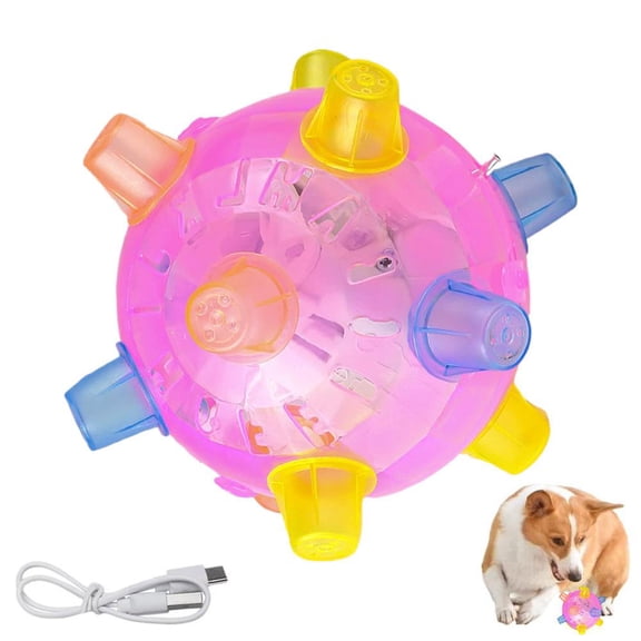 Jumping Activation Ball For Dogs, 2026 New Colorful Jumping Activation Bouncing and Ball Light Interactive with Music, Vibra