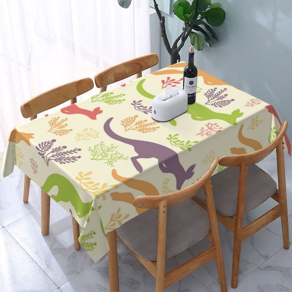 Jumping Animal Vintage Silhouette Rectangular Tablecloth 54"x 72" Waterproof Rectangle Table Cover Cloth for Kitchen Dining Room Picnic Home Party