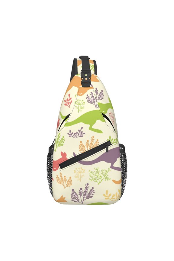 Jumping Animal Vintage Silhouette Sling Backpack Shoulder Chest Crossbody Bag Causal Travel Hiking Daypack