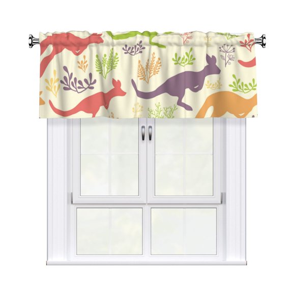 Jumping Animal Vintage Silhouette Window Valances Rod Pocket Decorative Curtain Valance for Bathroom Bedroom Living Room 54 x 18 in, 1 Panel