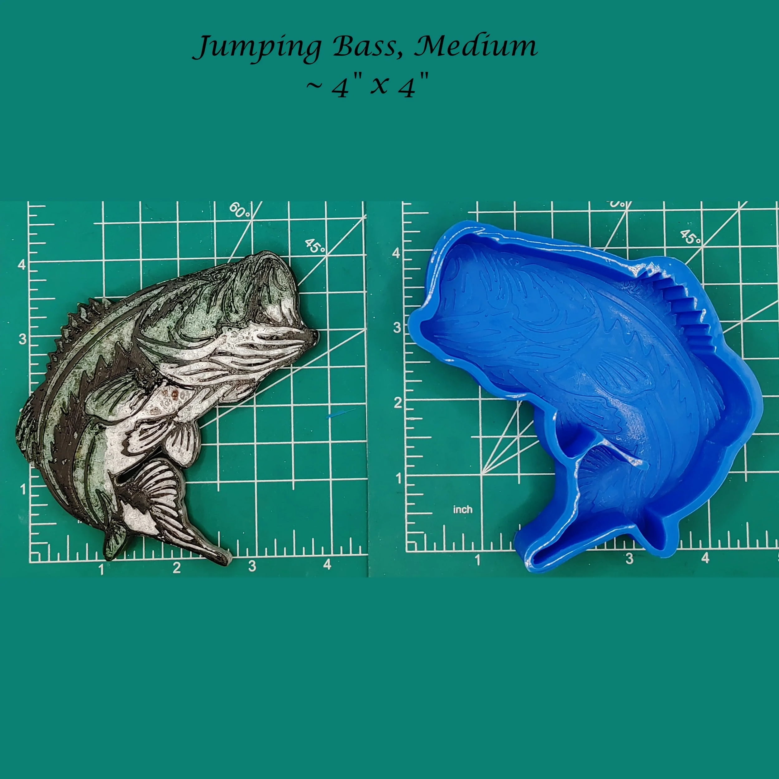 Jumping Bass - 4"x4" - Silicone freshie Mold