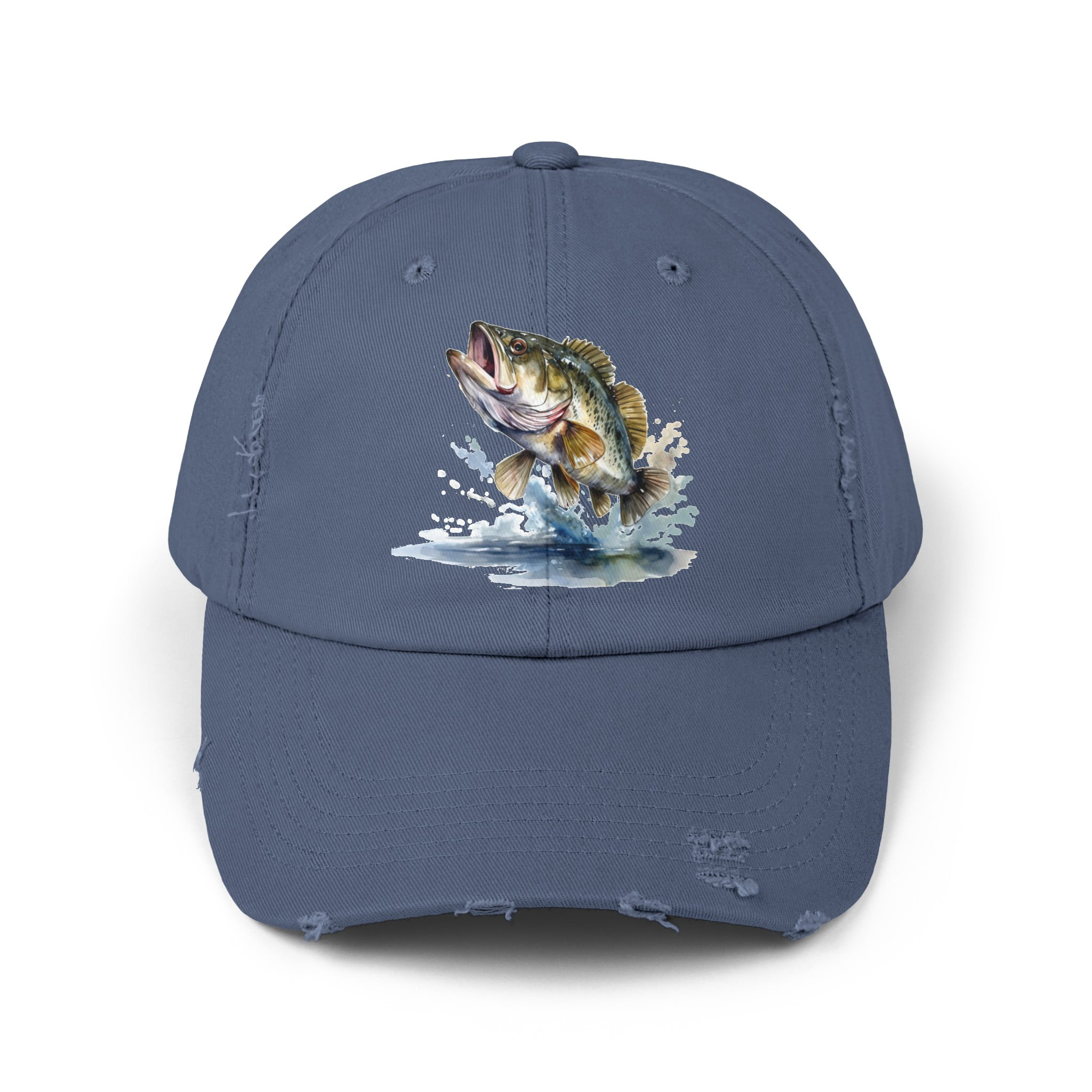 Jumping Bass Fishing Distressed Cap