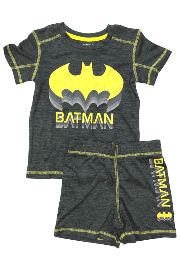 Active Toddler Boys Batman Outfit Gray Tee Shirt & Shorts Set 2T