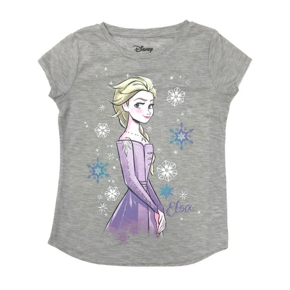 Jumping Beans Disney Frozen Girls Gray Sparkle Elsa Snowflake T-Shirt Shirt 6X