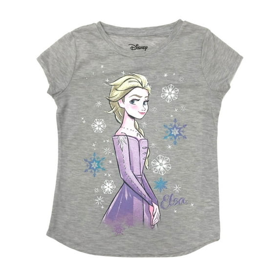 Jumping Beans Disney Frozen Girls Gray Sparkle Elsa Snowflake T-Shirt Shirt 7