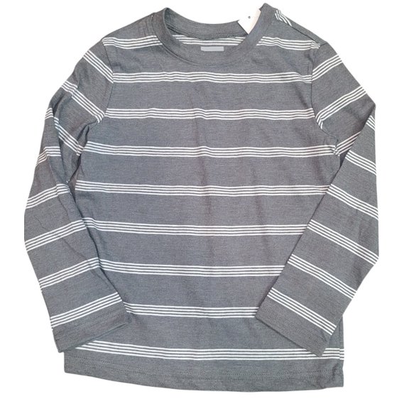 Jumping Beans Essentials Tee Size 4, Gray/White Stripes, Long Sleeve