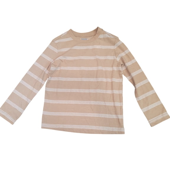 Jumping Beans Essentials Tee Size 5, Beige/White Stripes, Long Sleeve