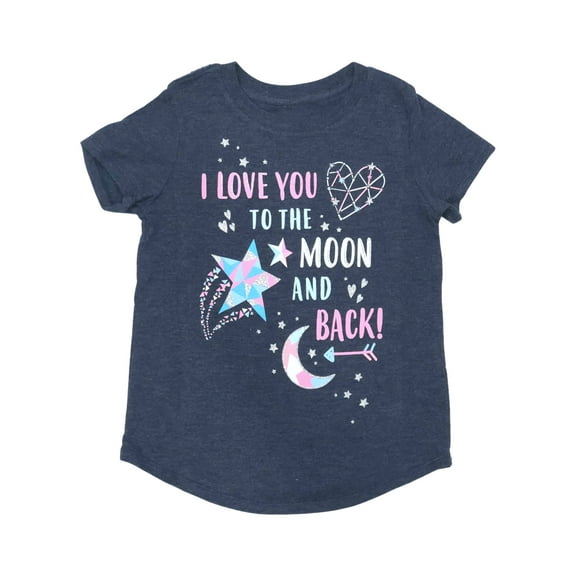 Jumping Beans Girls Blue Sparkle Love You to the Moon T-Shirt Tee Shirt 4