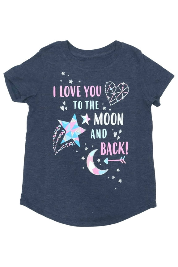 Girls Blue Sparkle Love You to the Moon T-Shirt Tee Shirt 6