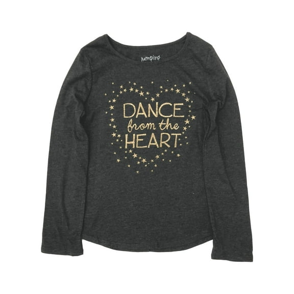 Jumping Beans Girls Gray & Gold Sparkle Dance From The Heart T-Shirt Shirt 7