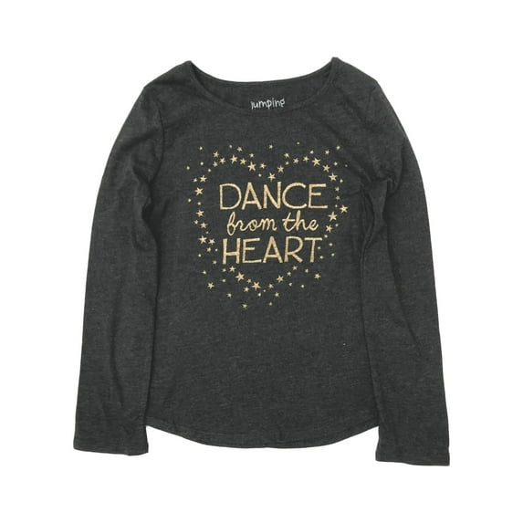 Jumping Beans Girls Gray & Gold Sparkle Dance From The Heart T-Shirt Shirt 7