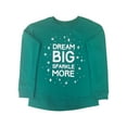 thumbnail image 1 of Jumping Beans Girls Green Dream Big Sparkle More Fleece Lined Sweatshirt 10, 1 of 1