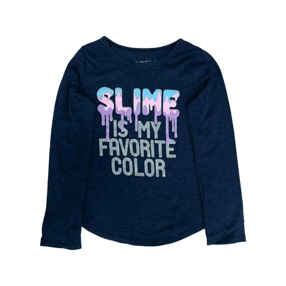 Jumping Beans Girls Long Blue Slime is my Favorite Color T-Shirt Tee Shirt 10