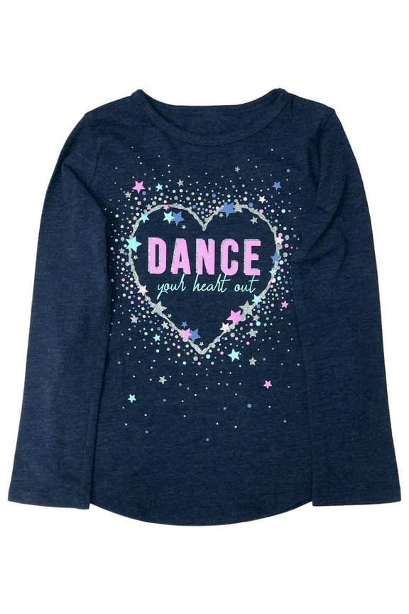Girls Long Blue Sparkle Dance Your Heart Out T-Shirt Tee Shirt 5