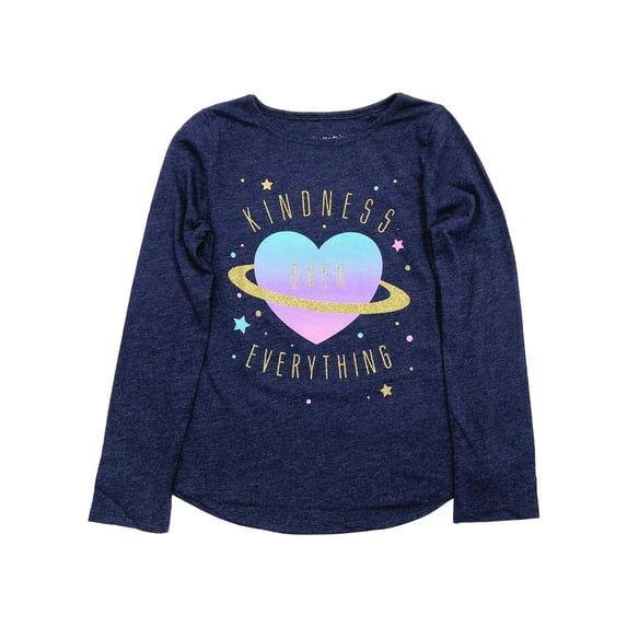 Jumping Beans Girls Long Navy Sparkle Kindness Over Everything T-Shirt Shirt 6X