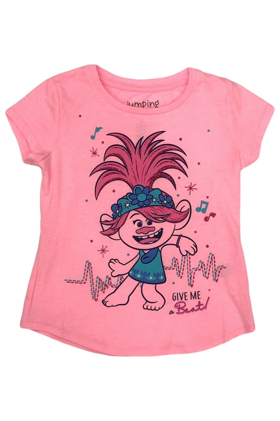 Jumping Beans Girls Pink Trolls Movie Poppy Give Me A Beat T-Shirt Tee Shirt 7