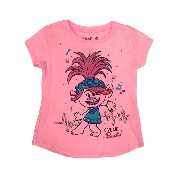 Jumping Beans Girls Pink Trolls Movie Poppy Give Me A Beat T-Shirt Tee Shirt 8