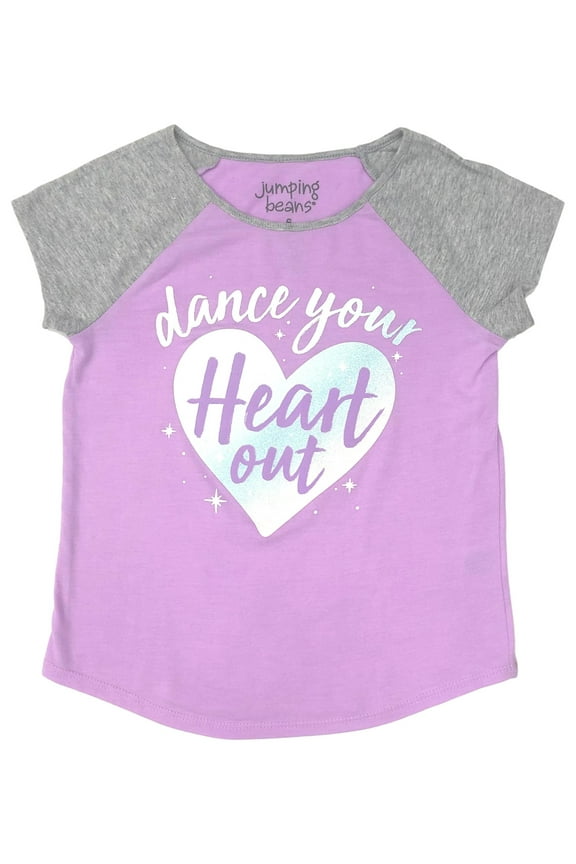 Girls Short Purple Sparkle Dance Your Heart Out Tee Shirt 4