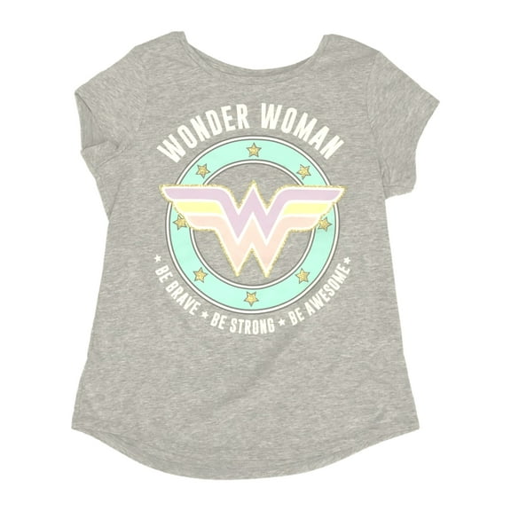 Jumping Beans Girls Short Sleeve Gray Sparkle Wonder Woman Tee Shirt T-Shirt 10