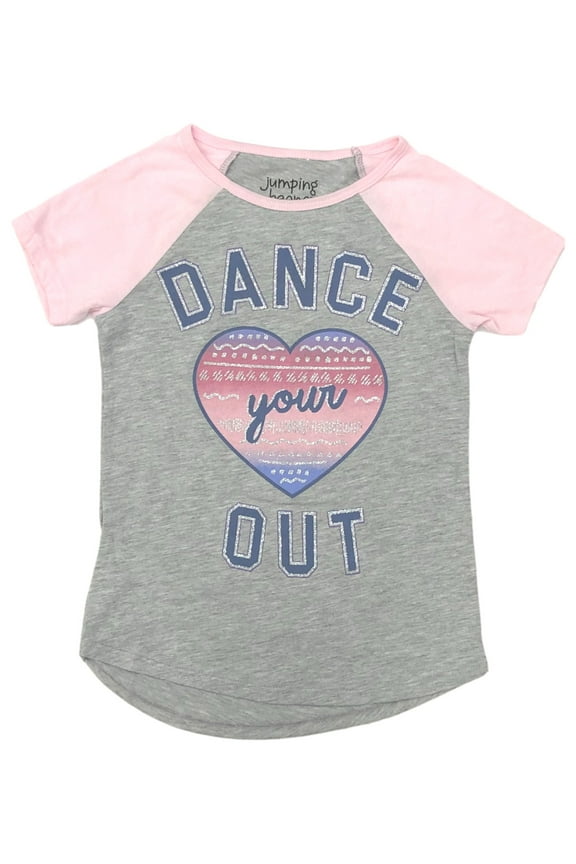 Girls Short Sleeved Gray Sparkle Dance It Out T-Shirt Tee Shirt 6X