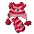 thumbnail image 1 of Jumping Beans Girls Striped Pink Fleece Hat Mittens Critter Style Owl Trapper L, 1 of 1