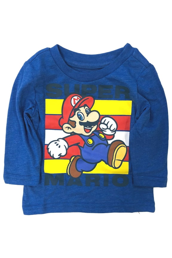 Jumping Beans Infant Boys Long Blue Super Mario Baby T-Shirt Tee Shirt 6 Months