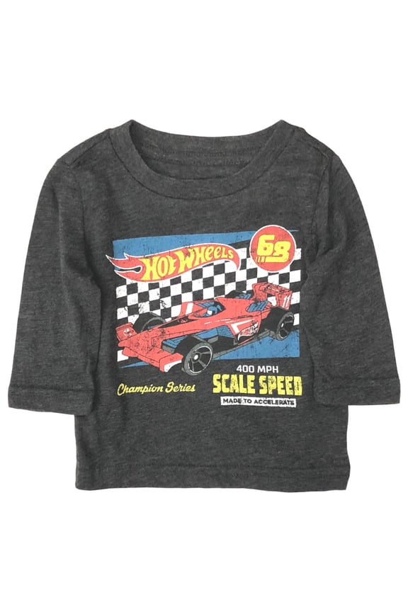 Jumping Beans Infant Boys Long Gray Hot Wheels Race Car T-Shirt Tee Shirt 9m