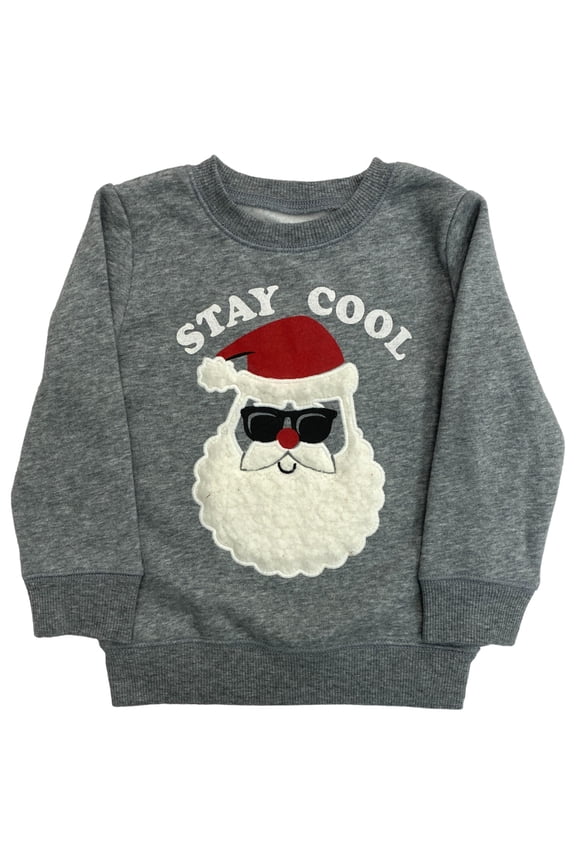 Infant & Toddler Boys Gray Stay Cool Santa Holiday Sweatshirt 18m