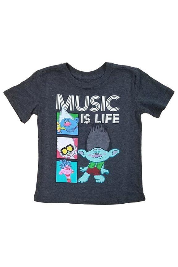 Jumping Beans Toddler Boys Gray Short Sleeve Trolls Tee Shirt T-Shirt 4T