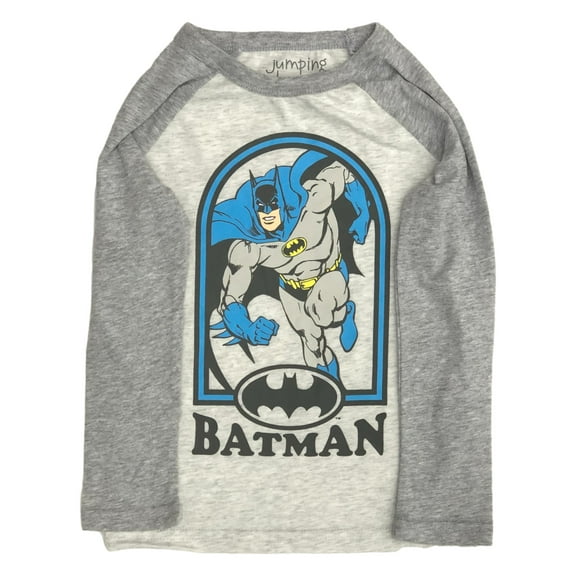 Jumping Beans Toddler Boys Long 2 Tone Gray Batman Bat Man Tee Shirt T-Shirt 2T