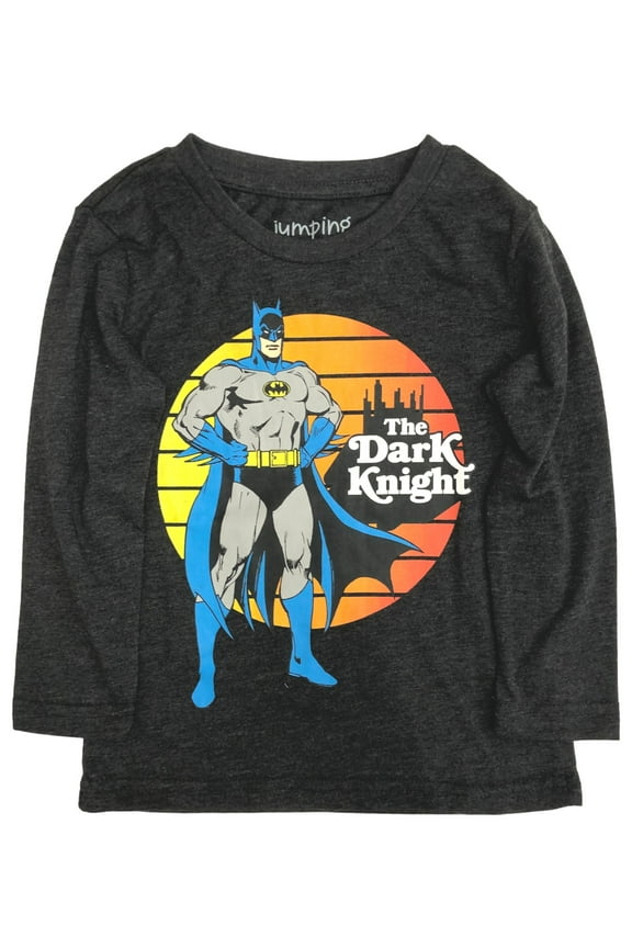 Toddler Boys Long Gray Batman Dark Knight Tee Shirt T-Shirt 9M