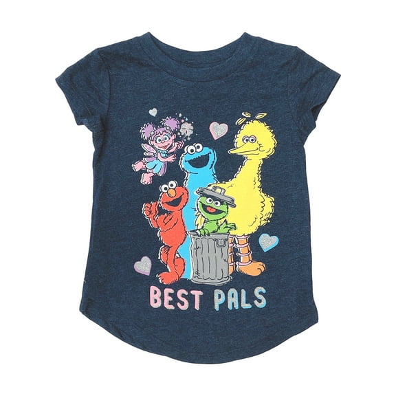 Jumping Beans Toddler Girls Blue Sparkle Best Pals Elmo Big Bird Tee Shirt 2T