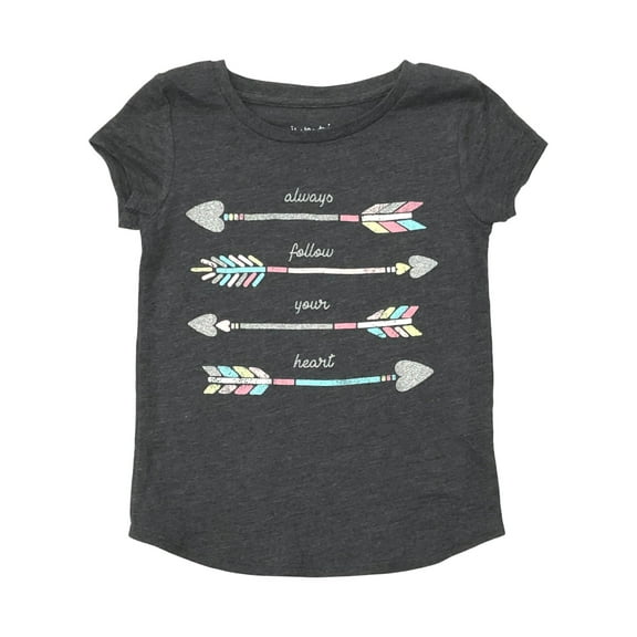 Jumping Beans Toddler Girls Gray Glitter Follow Your Heart T-Shirt Tee Shirt 3T
